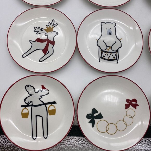 Crate & Barrel Joan Anderson 12 Days of Christmas Appetizer Plates with Stand, S - Picture 10 of 16